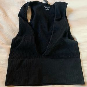 UO seamless plunging ribbed bra top